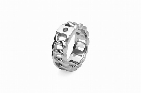 Qudo Silver Ring Liberi - Size 54